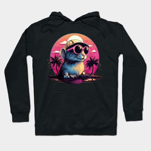 Retro Wave Gerbil Hoodie by Miami Neon Designs